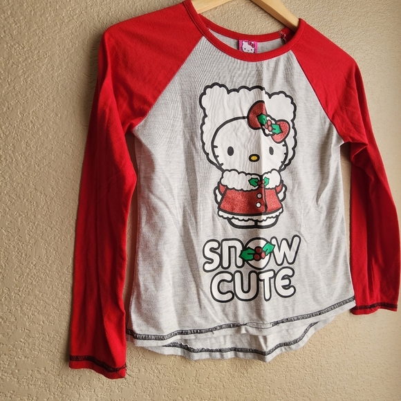 Hello Kitty snow cute Christmas holiday long sleeve shirt Size L 10-12 - Picture 5 of 11